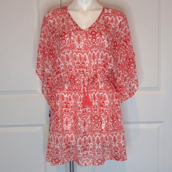 NWT West Loop Paisley Elastic Tassel Waist Caftan Swim Cover OSFM - Picture 1 of 8